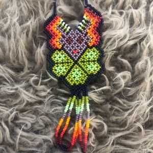 Huichol Kayumari peyote deer necklace
